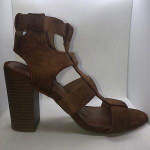 Brown suede heels